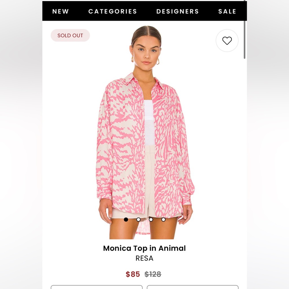 Brand new never worn pink and light gray animal print button up size XS/S